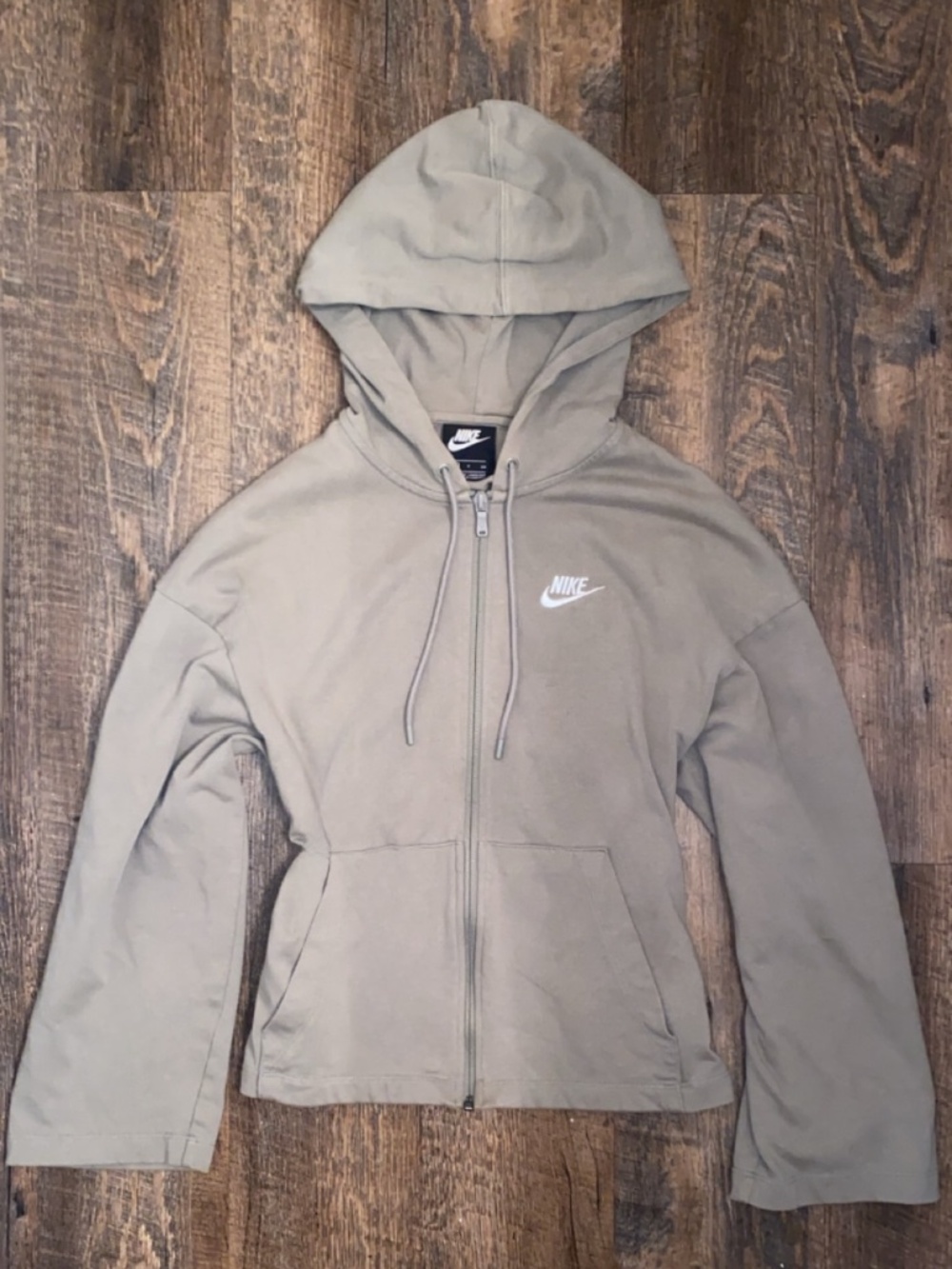 Vtg Nike Flare Women’s Y2K Tan Zip-Up Small Hoodie Jacket